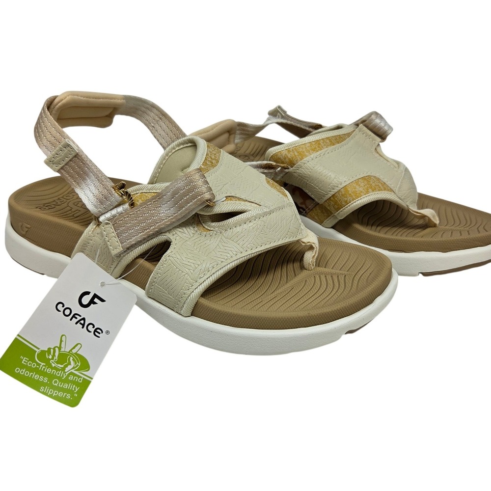 Coface Sandals Womens 9.5‎ Beige Adjustable Strap Sporty Gorpcore NWT